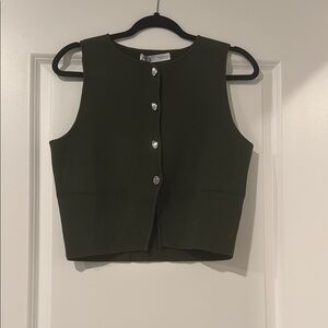 Women's Olive Green Sleeveless Top